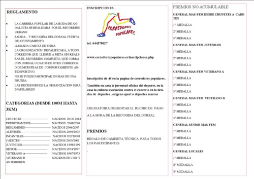 folleto carrera CONTRA EL CÁNCER 2016 - 2